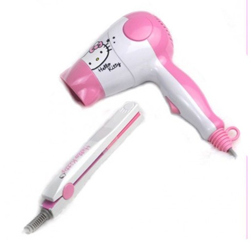Hello Kitty 2 In 1 Hair Dryer And Hair Straightener Travel Set
