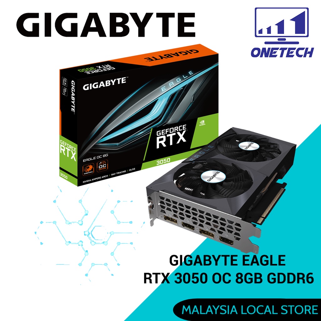 GIGABYTE RTX3050 EAGLE OC 8GB DDR6 128BIT GRAPHICS CARD - GV-N3050EAGLE ...