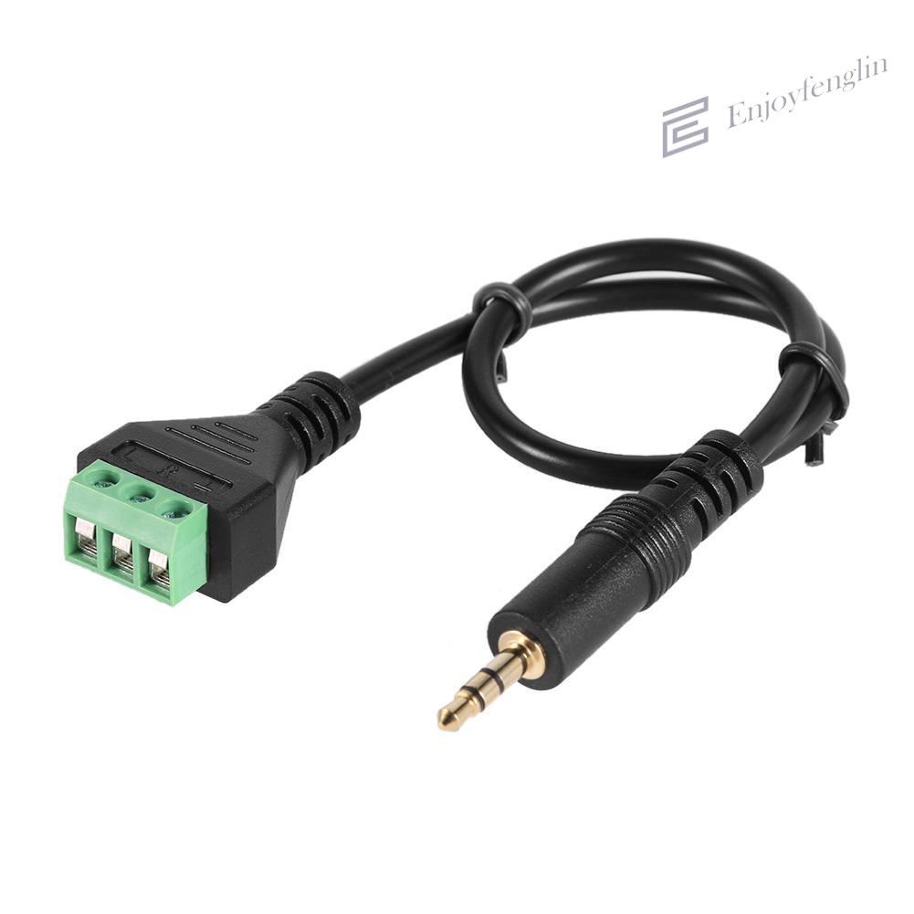 3.5mm 3 Pole Stereo Male Plug To 3Pin AV Screw Video Shield 30cm Balun