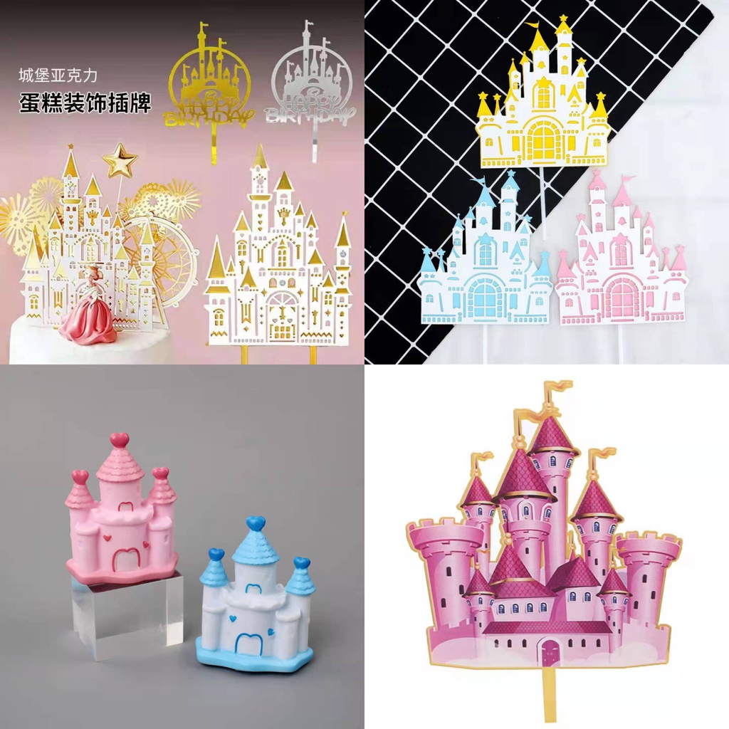 [WAWA] Castle ferris wheel fireworks cake decoration topper 城堡烟花摩天轮蛋糕装饰插牌