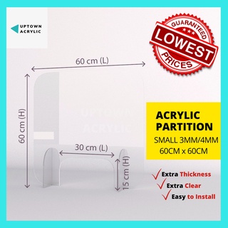 ⚠SMALL 3MM/4MM⚠ 60CMx60CM  Acrylic Sneeze Guard / Barrier / Shield for Cashier / Acrylic Protector Shields