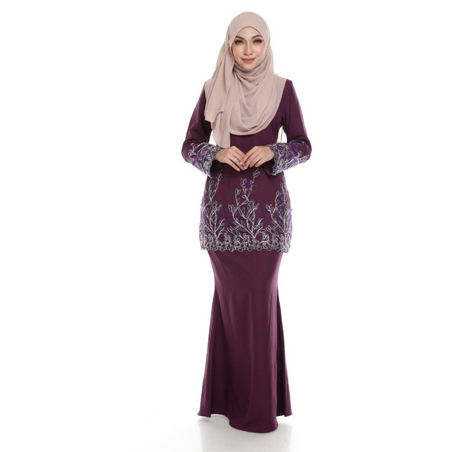 ALFARO EXCLUSIVE  BAJU  KURUNG  MOSCREPE FASHION RAYA PURPLE 