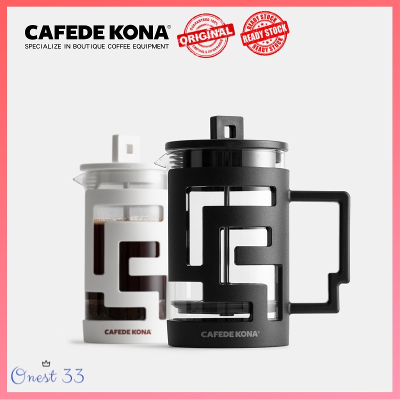 French Press + Milk Frother Pump CAFEDE KONA / HERO Japan Design Coffee Maker Glass Coffee Pot Stainless Steel Frother