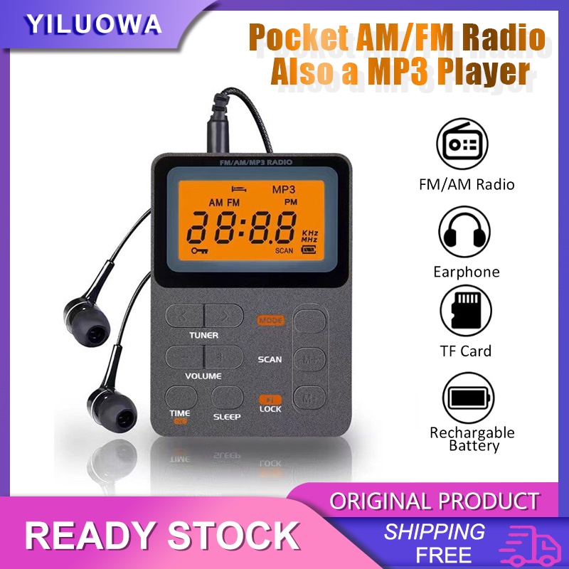 Aiwa RS-55/BK Pocket Radio - AM/FM Mit Metall-Kopfhörern