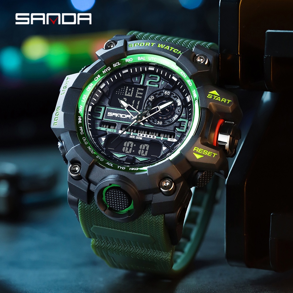 SANDA Men's Fashion Sports Watch Luminous Waterproof Cool Watch LED