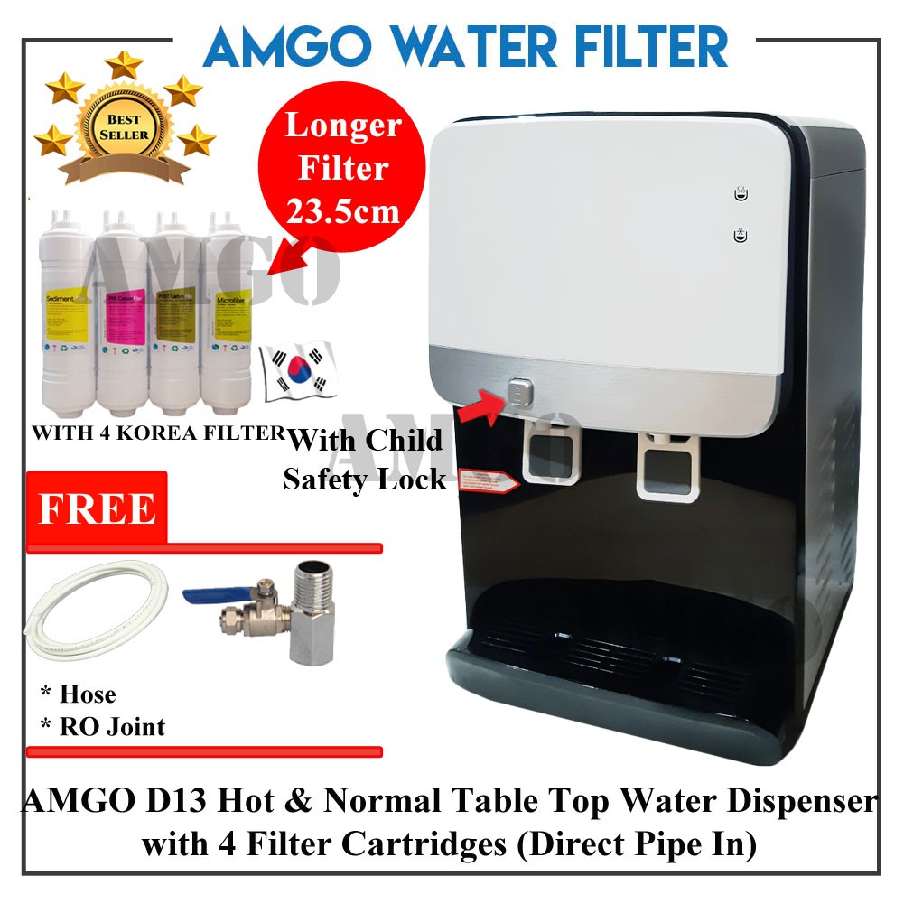 AMGO D13 Hot And Normal Water Dispenser (Direct Pipe In) With Filter Cartridge