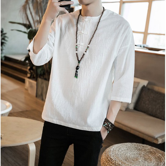 2019 Korean Fashion Men Spring Chinese style thin linen ...