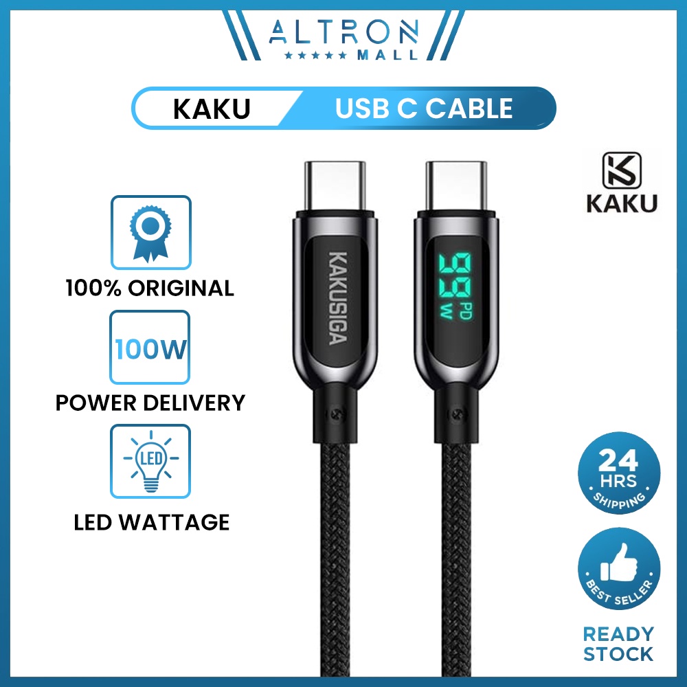 KAKU KUXIAN PD 100W Cable 5A Super Fast Charge QC Type C to USB C Cable LED Macbook iPad Samsung Xiaomi Realme Oppo Vivo