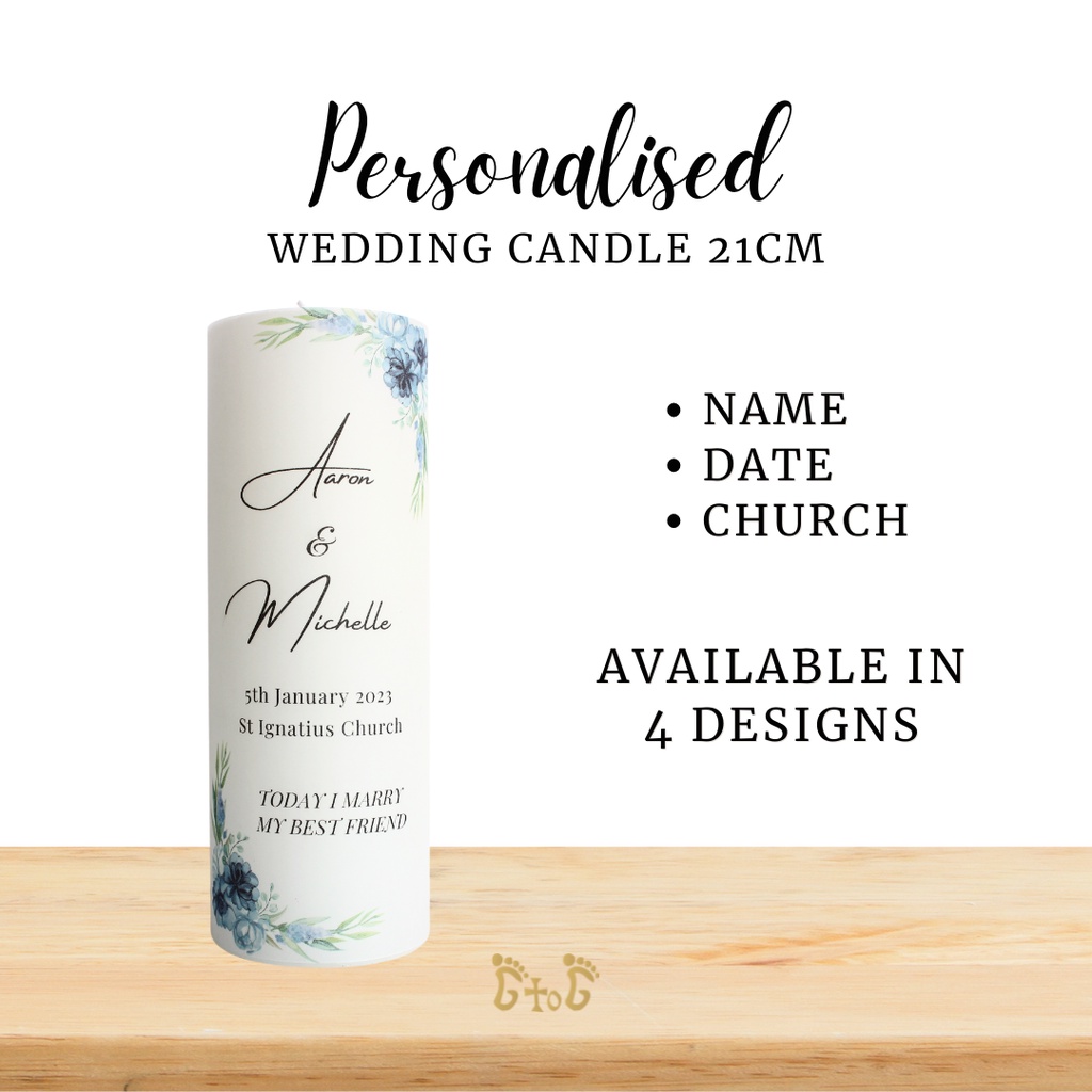 [Ready Stock Malaysia] Christian Catholic Gifts, Church Wedding - Personalised Wedding Unity Pillar Candle 8" (1 piece)