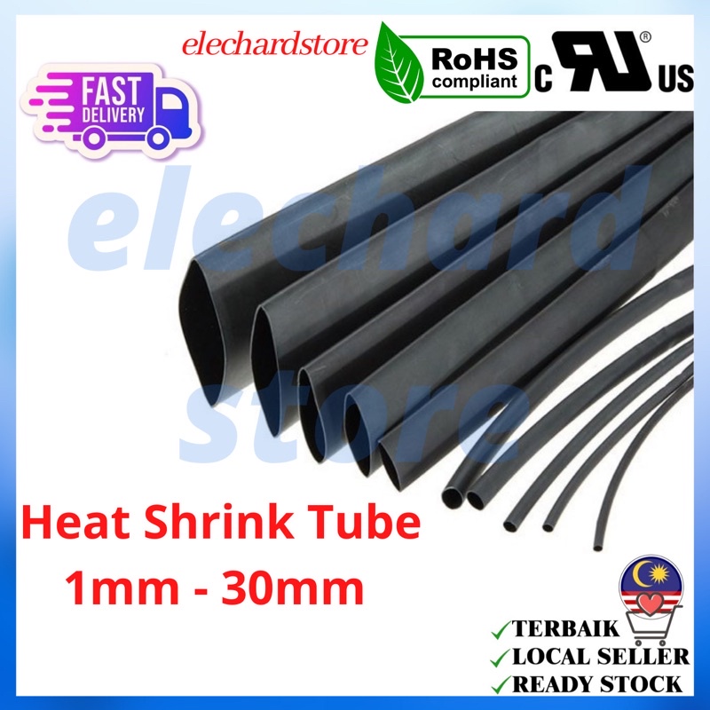 1 Meter Heat Shrink Tube Heat Shrinkable Sleeving Black Color 1mm