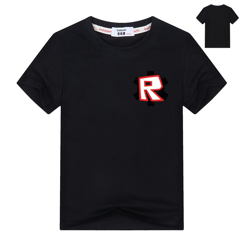 Kids Boys Roblox Game Letter R Print T Shirt Short Sleeve Cartoon