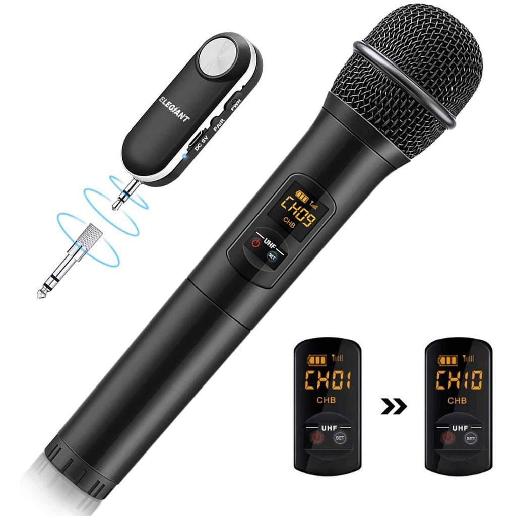 ELEGIANT Wireless Microphone, UHF Handheld Microphone Wireless ...