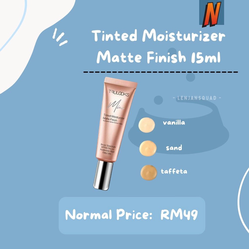 Trulooks Mini Tinted Moisturizer Matte Finish 15ml Sunblock Spf50