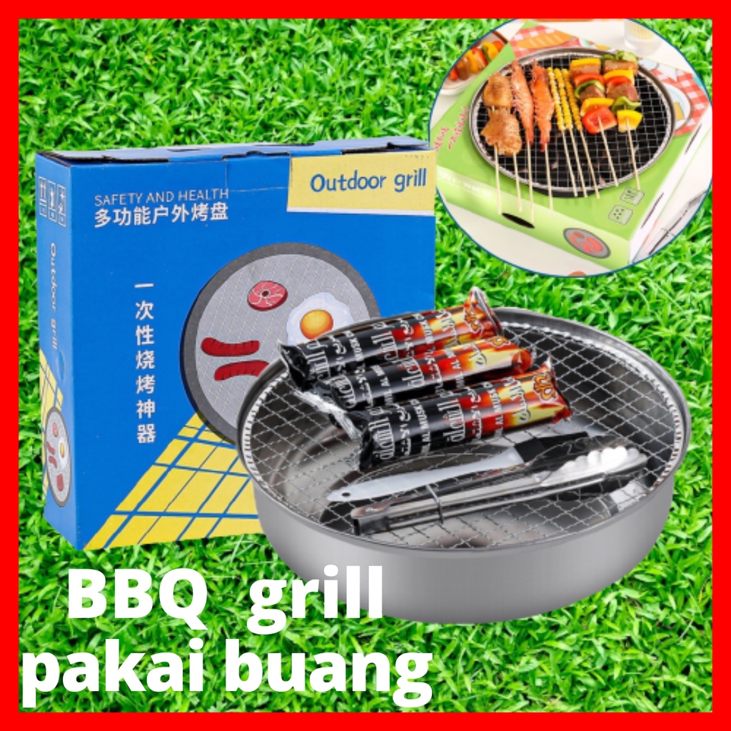 Disposable Bbq Grill Arang Pakai Buang Instant Barbecue Set Camping