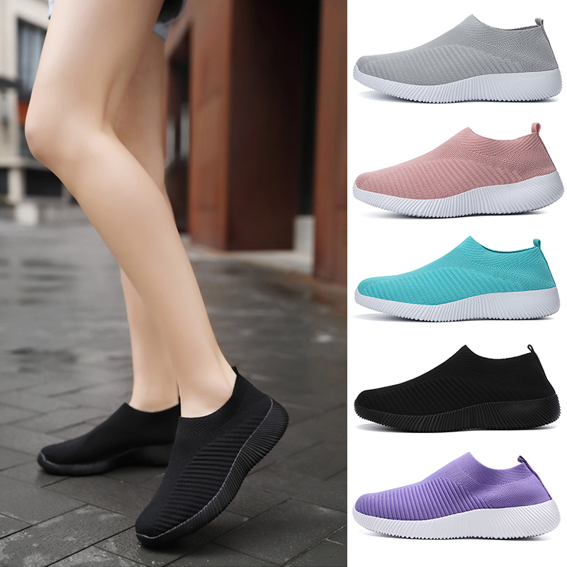 【5 Colors 】 Fashion Women Black Rubber Shoes Lightweight Slip on Shoes Soft Sneakers Korean Style