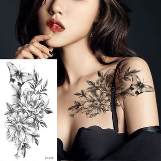 Black Flower Art Body Waterproof Temporary Tattoos Women Cool Snake Beauty  Sexy Rose Flash Fake Fashion Arm Sleeve Sticker | Shopee Malaysia