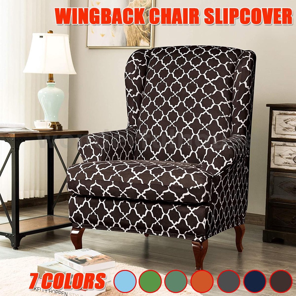 Wingback Armchair Sofa Slipcover Protector Stretch Cover Chair Wing Shopee Malaysia