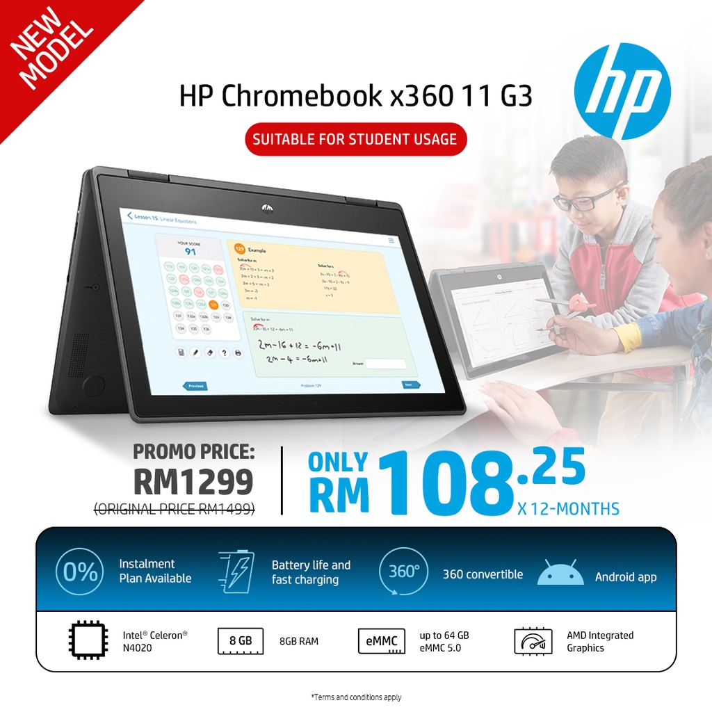 Hp Chromebook X360 11 G3 Ee Hybrid Laptop Notebook Intel Celeron N40 11 6 Hd Touch Display 4gb 32gb Emmc Chrome Os 1 Year Warranty 43n32pa Shopee Malaysia