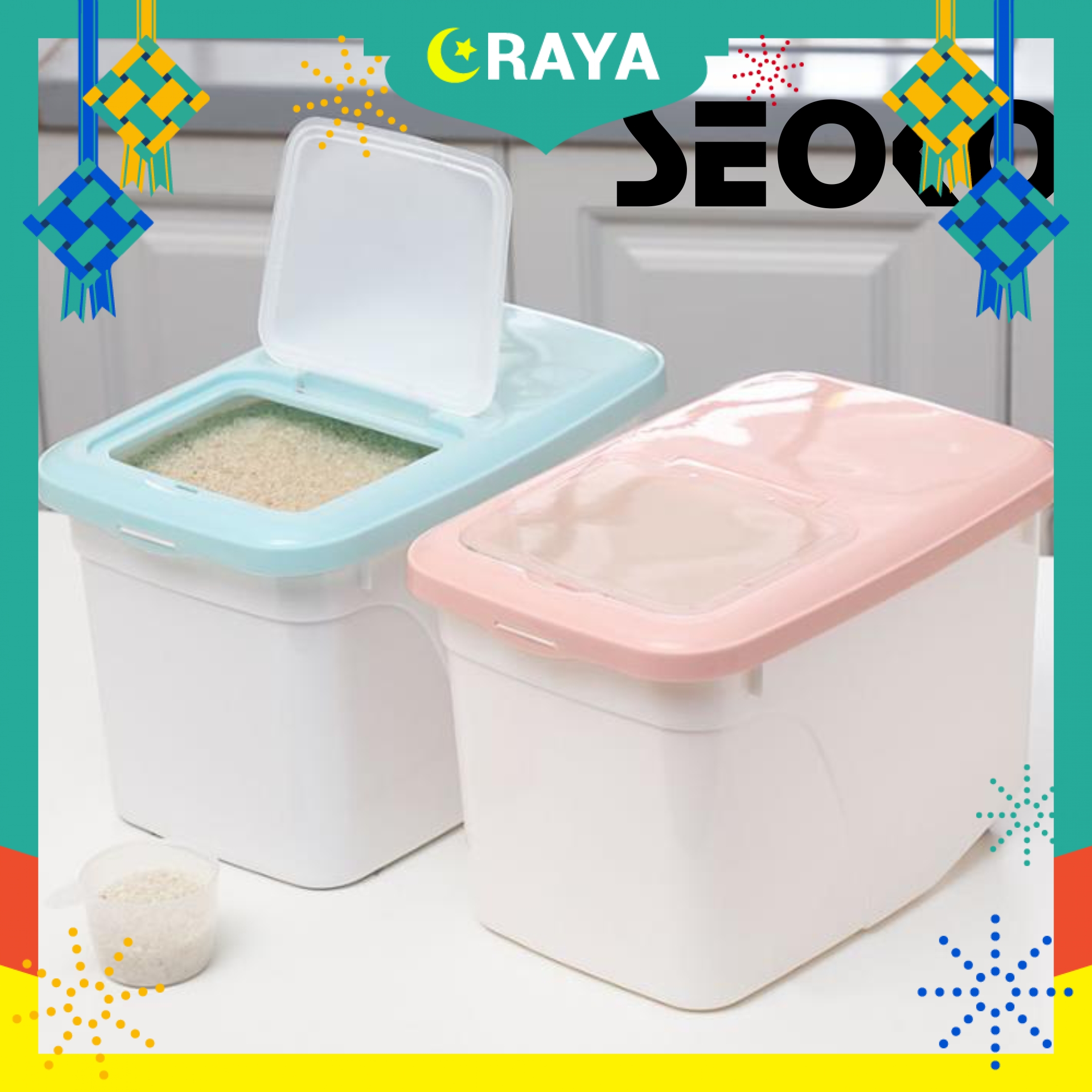 SEOKO Rice Storage Box With Wheels 10 kg KD033 Shopee Malaysia