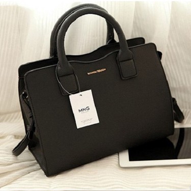 mango black solid handheld bag