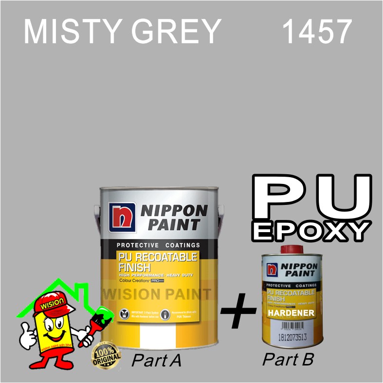 MISTY GREY 1457 ( 5L ) PU SET NIPPON PAINT PU RECOATABLE FINISH HIGH