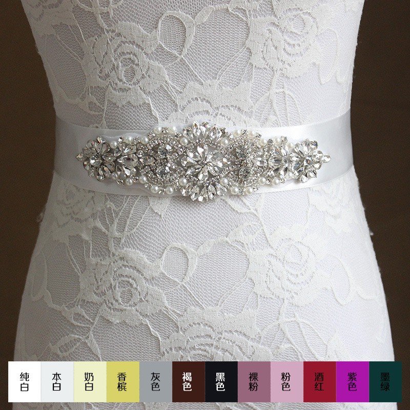 Satin Ribbon Belt Rhinestone Sash Wedding Dress Bridal Shopee