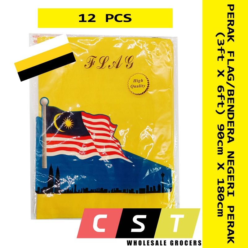 Perak Flag/Bendera Negeri Perak 3ft x 6ft (90cm X 180cm) Pole Flag X 12  UNITS - 