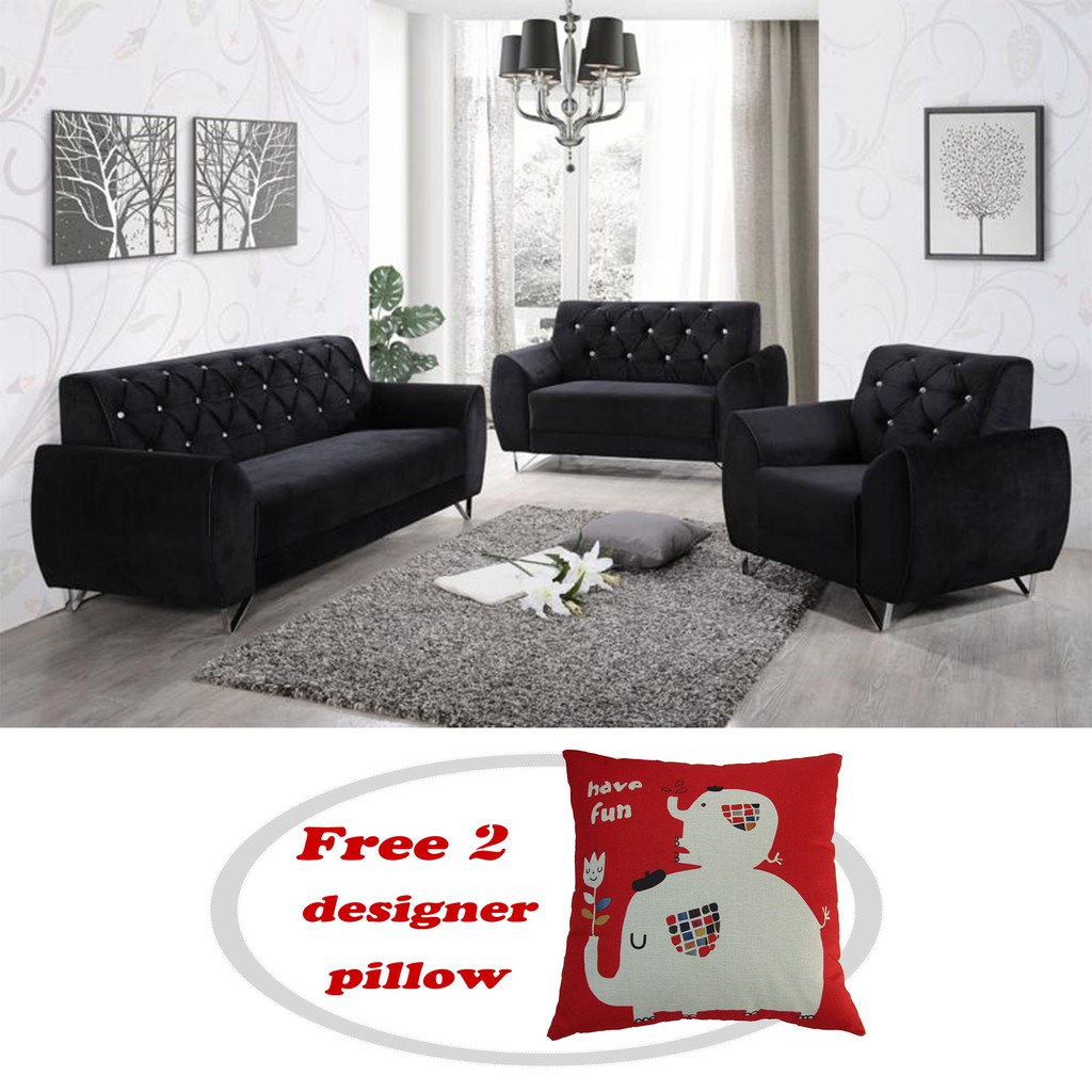 UNICO SANDY 123 SEATER SOFA SET (BLACK) | Shopee Malaysia