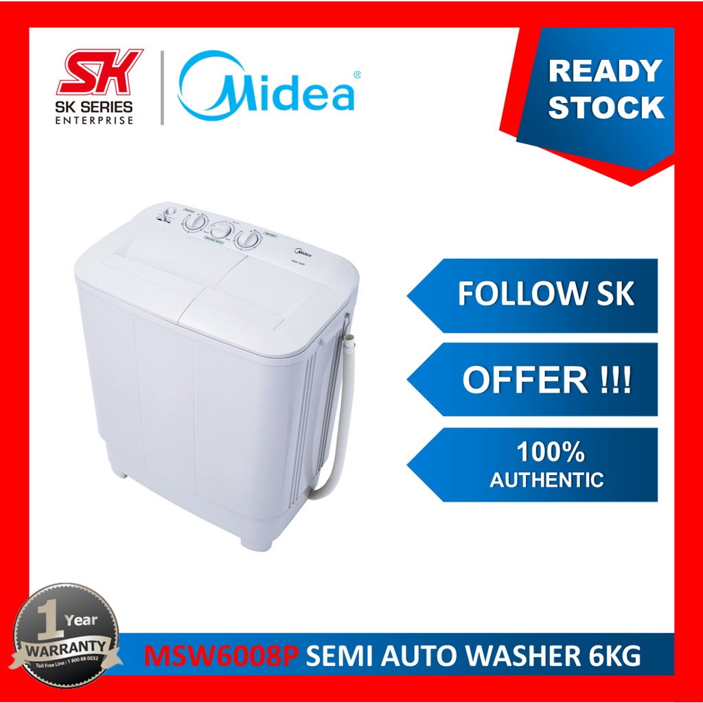 Midea Semi Auto Washing Machine MSW6008P 6KG Mesin Basuh Manual