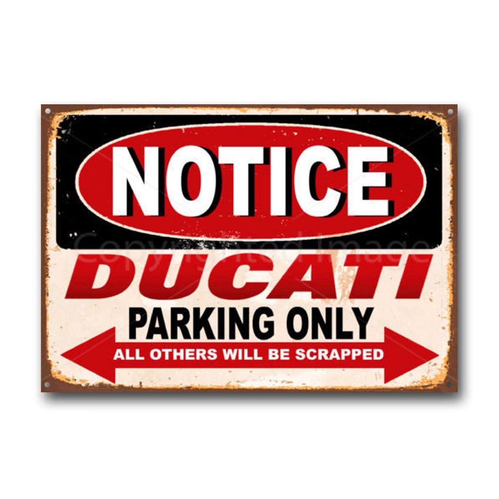Deko7 Tin Sign Warning Ducati Parking Only 30 x 20 cm 