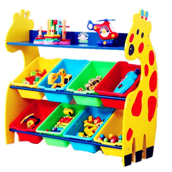 Giraffe Rack with Boxes Toy Shelf Organizer Storage Rack Toy Box Toy