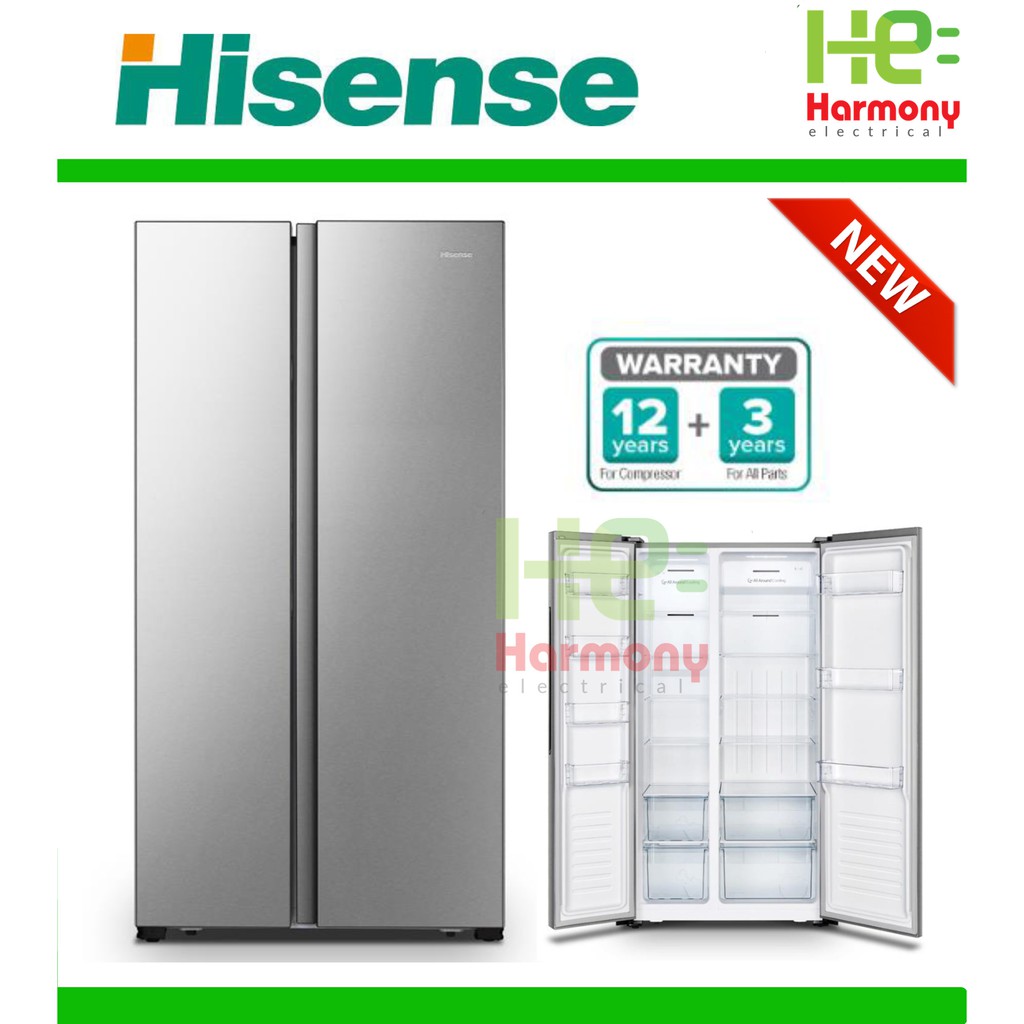 New Hisense 620L Side By Side Fridge RS666N4AC1 with Twin Cooling