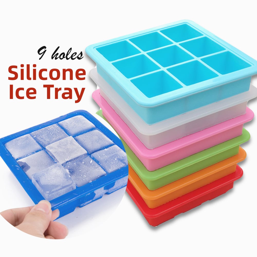 9 Holes Silicone Ice Tray NO LID / 9 Grid Colourful Ice Cube Tray / Ice Cube Maker / Ice Mould