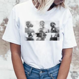 ZHOUBIANREN Woman T-Shirt,Summer Clothes Woman Fashion Streetwear Marilyn Monroe Vintage T Shirt Women Aesthetic Leisure Shirt O-Neck 