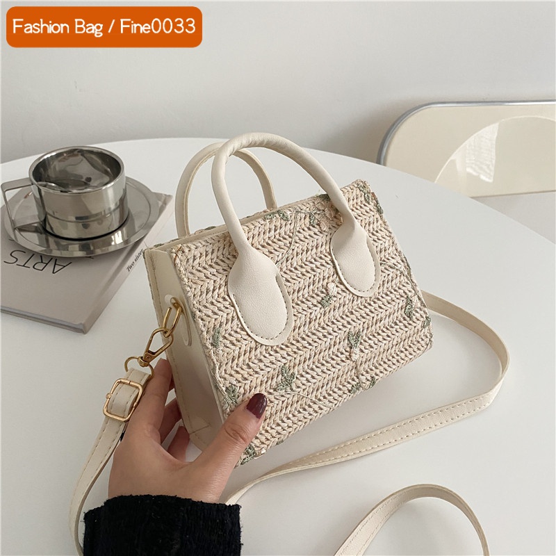 Sling bag handbag women korean shoulder crossbody bag leather straw ...