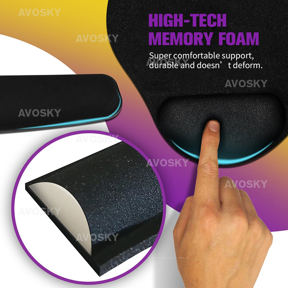 FREE GIFT  Papan Kekunci Wrist Rest Pad Set Sokongan Tetikus Ergonomik Memory Foam Cushion Kusyen Selesa Sokongan