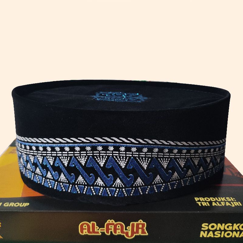 Peci Songkok Black Batik Motif Blue Child And Adult / Prayer Cap Kopyah ...