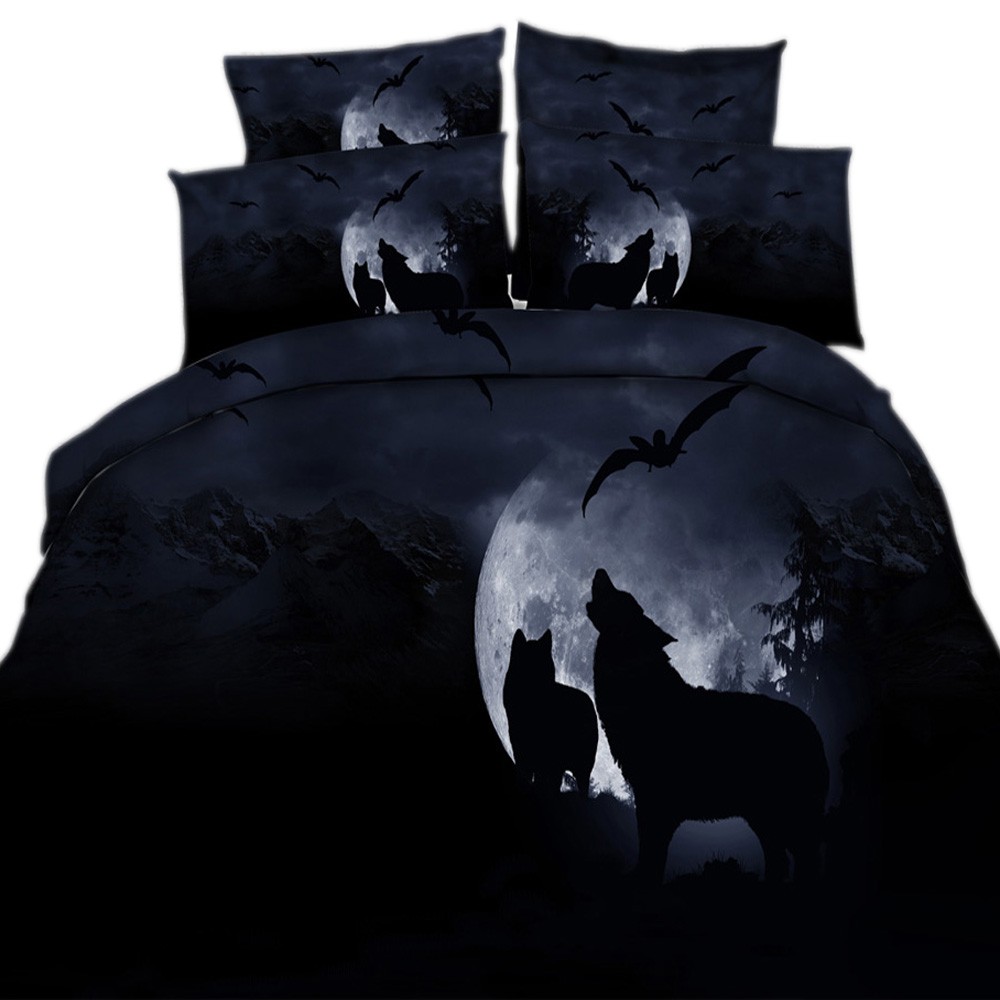 3d Oil Bat Wolf Men S Home Bedding Duvet Queen Black Bat Wolf