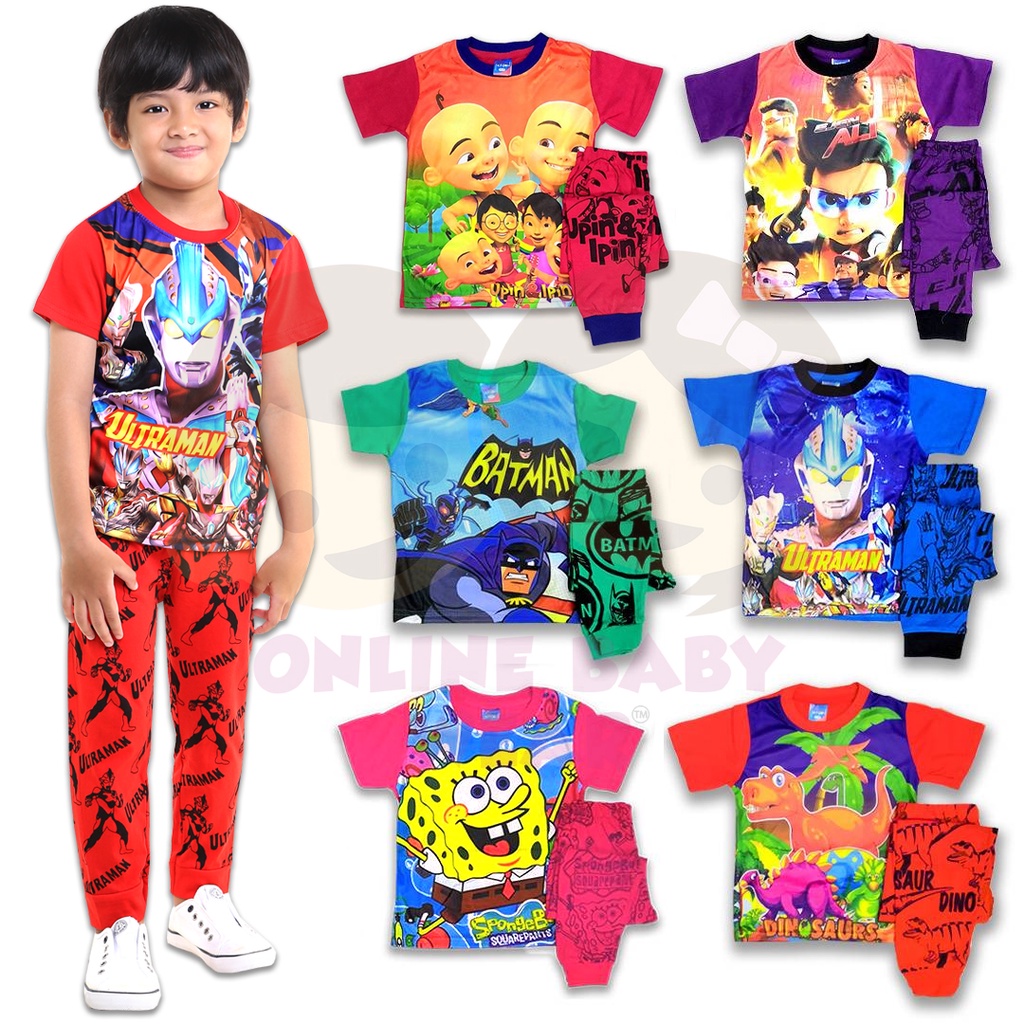 Hot Sale Kids JERSEY Pajamas - Random Color. (2-6Y) Kids Sleepwear Pyjama Boy Girl Baju Tidur Budak lelaki perempuan