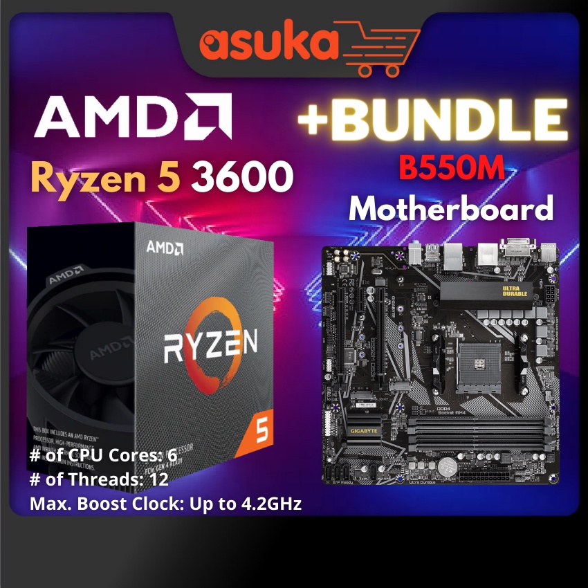AMD RYZEN 5 3600 Processor + AMD B550M Motherboard Shopee Malaysia
