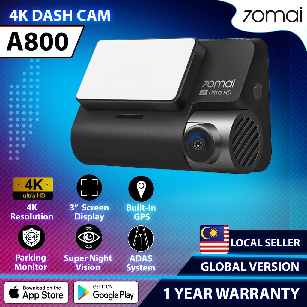 [GLOBAL VERSION] 70mai A800 Dual vision 4K HD Dashcam Built-in GPS Dash ...