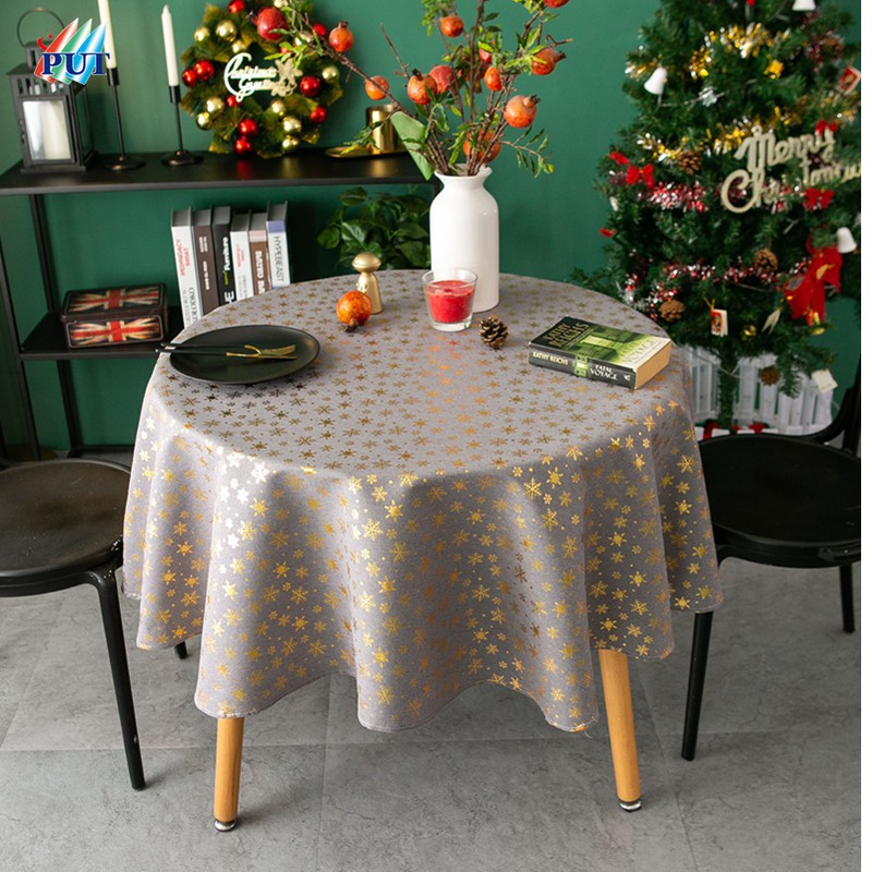 New Style Christmas Gray Bronzing Round Snowflake Tablecloth Japanese Style Printed Cotton And Linen Holiday Tablecloth Cover Cloth Coffee Table Rectangle Shopee Malaysia