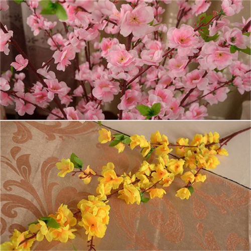 Plastic Bouquet Artificial Cherry Spring Plum Peach Blossom Wedding Decor Flower 