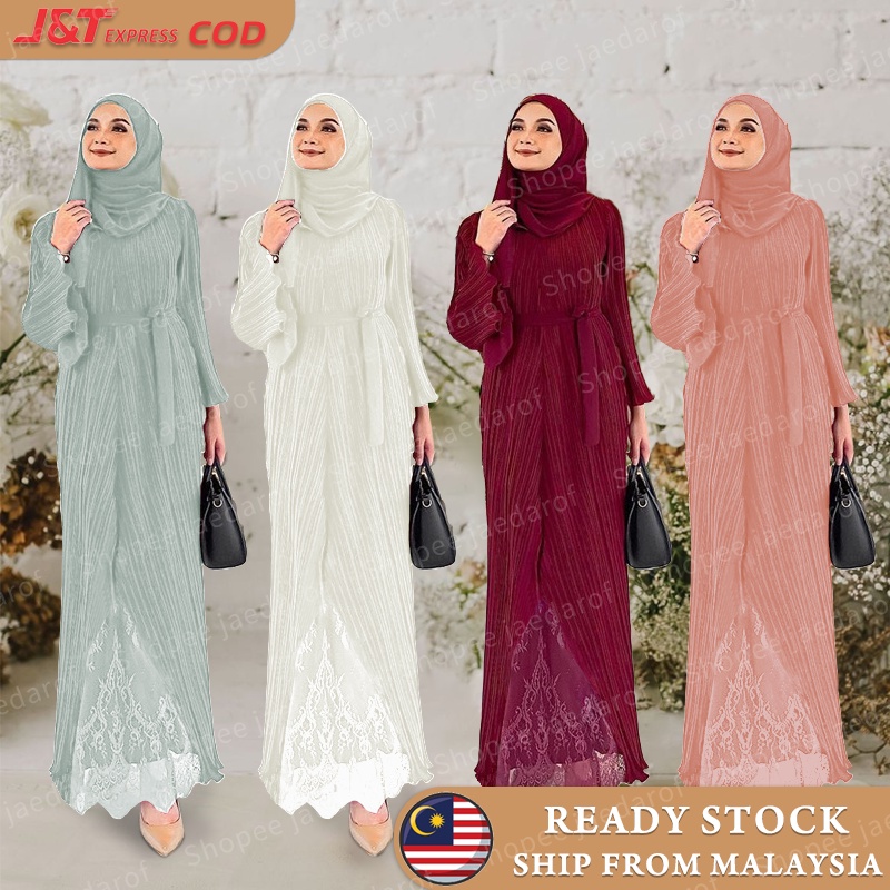 Abaya Robe Jubah Pleated Jubah Muslimah Dress Lace Muslimah PlainJubah ...