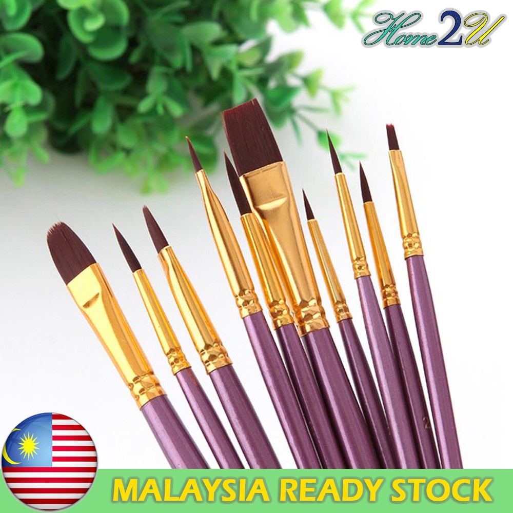 Purple Artist Paint Brush Set Nylon Hair Watercolor Acrylic Oil Painting Brushes Shopee Malaysia