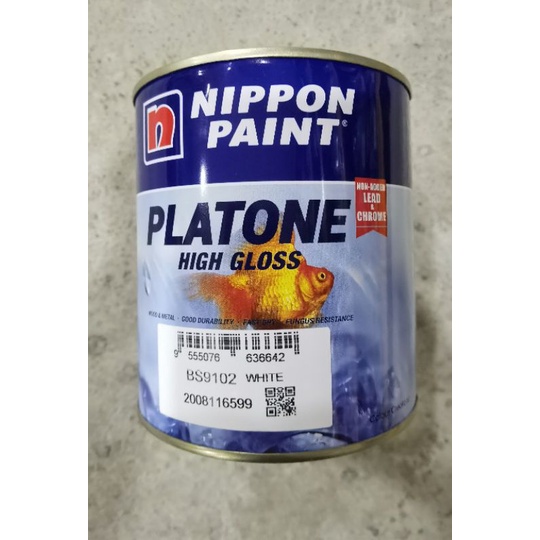 NIPPON Platone High Gloss (WHITE) Paint For Wood & Metal Interior & Exterior (Cat Hitam Untuk