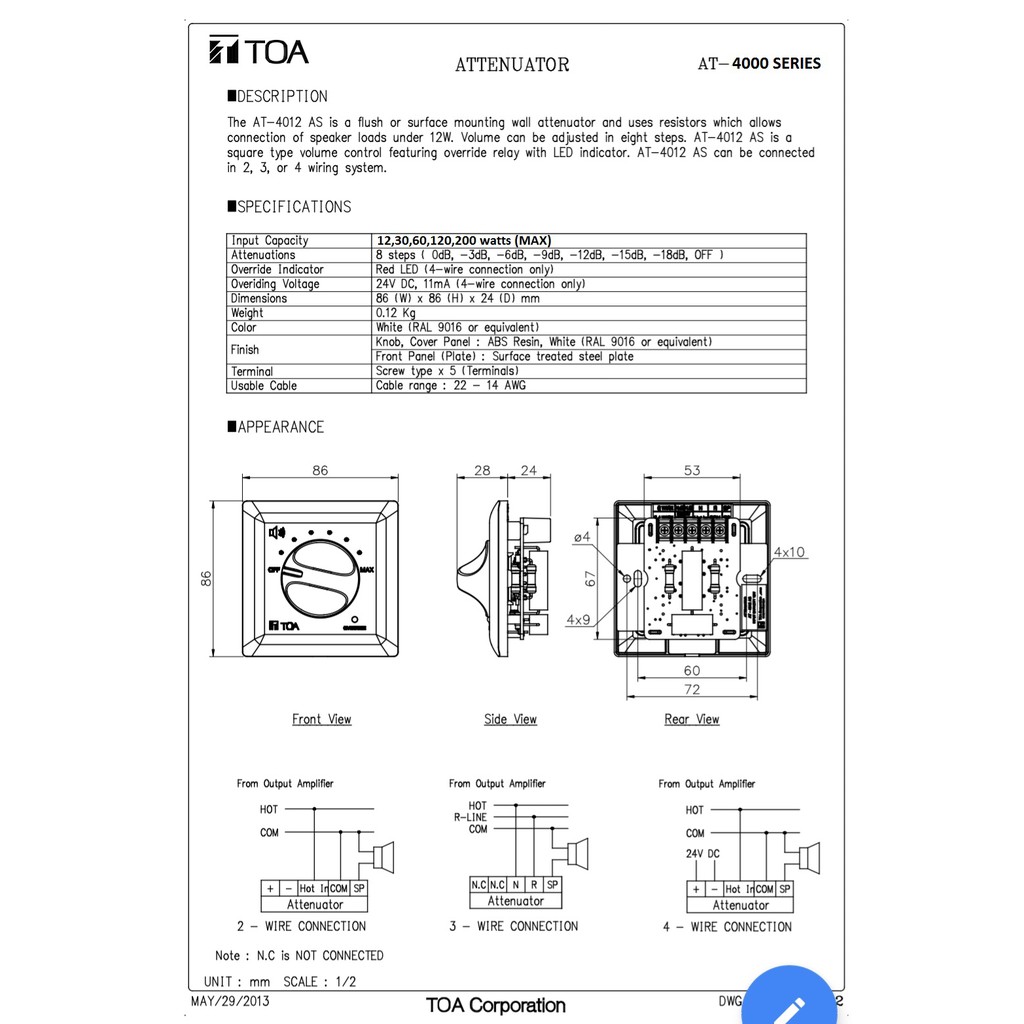 Toa Volume Controler At 4012 4030 4060 4120 4200 Shopee Malaysia