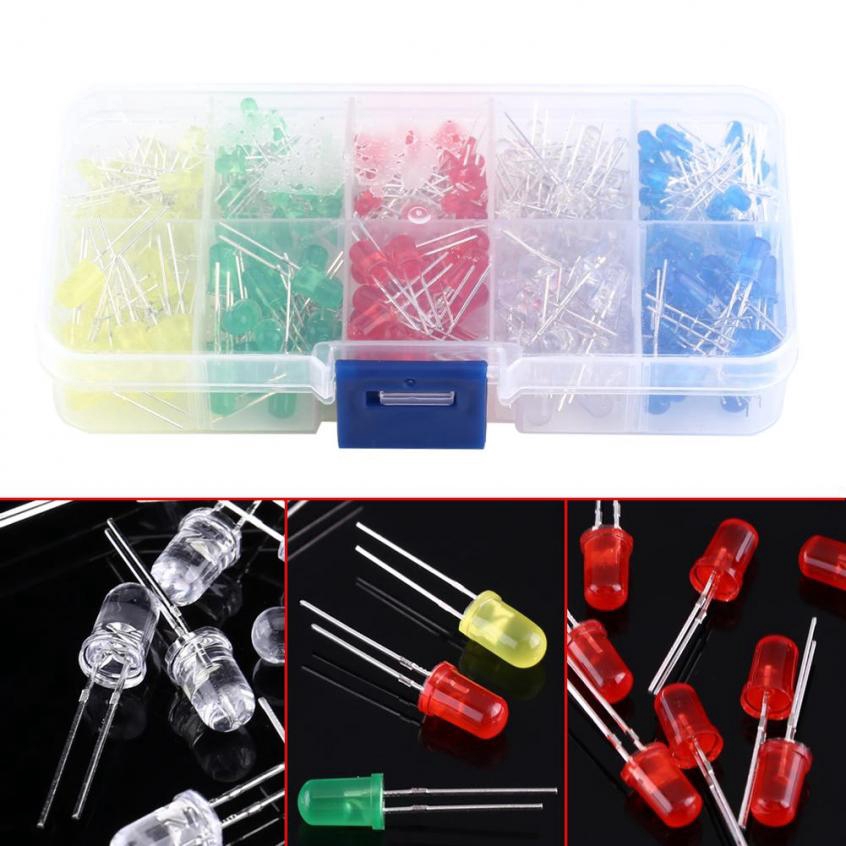 New 150Pcs 3mm 5mm LED Light White Yellow Red Blue Green Assortment Diodes Kit