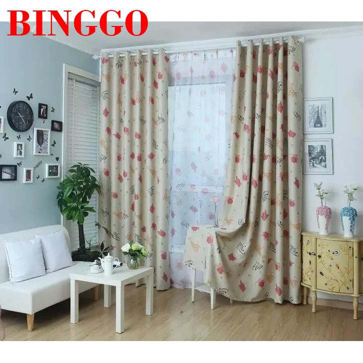 Binggo N1pc Cartoon Animals Child Bedroom Blackout Curtain Drape Valances 100 250cm