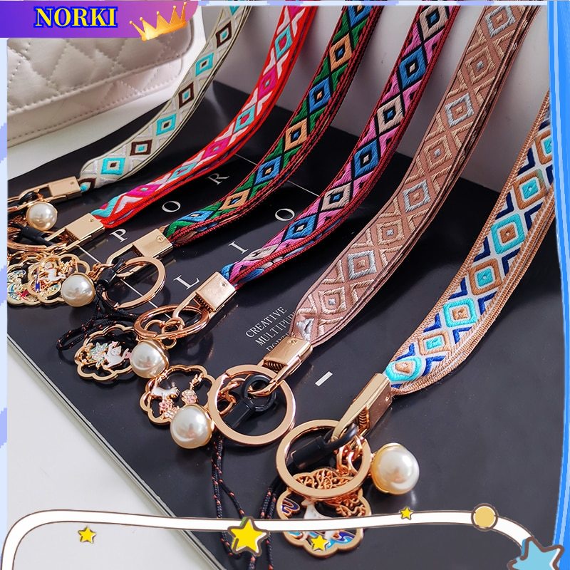 Fashion Mobile Phone Watch Strap Wrist Strap Braided Sling Pearl Jewelry Key Chain Anti-lost Hook Suitable for All Mobile Phone Cases